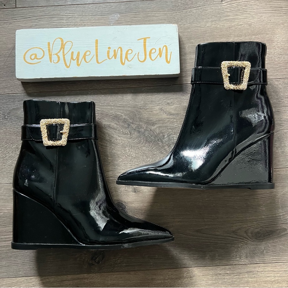 Sam Edelman Weslie 2 Patent Buckle Boots NWT